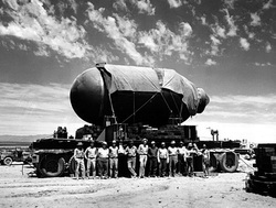 Manhattan Project scientists and bomb
